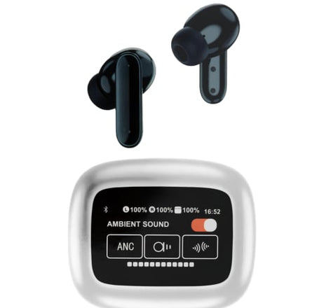 APro 05 Wireless Earbud BT 5.4 Earphone ANC+ENC with Touch Screen and Smart Charging Case (White)