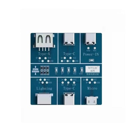 Wylie On-Off Detection Board for Lightning / Micro / Type-C / Type-A / Power-IN Cable Testing