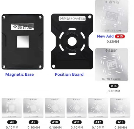 XinZhiZao CPU BGA Reballing Kit for iPhone 6 to 15 PM (A8 to A17)