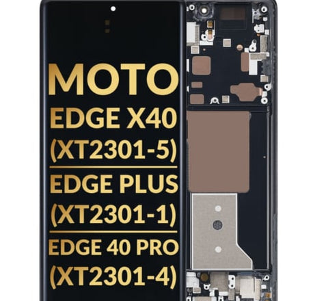 OLED Assembly with Frame (BLACK) (Premium/Refurbished) for Motorola Edge X40 5G (XT2301-5 / 2023) / Edge Plus (XT2301-1 / 2023) / Edge 40 Pro (XT2301-4 / 2023)