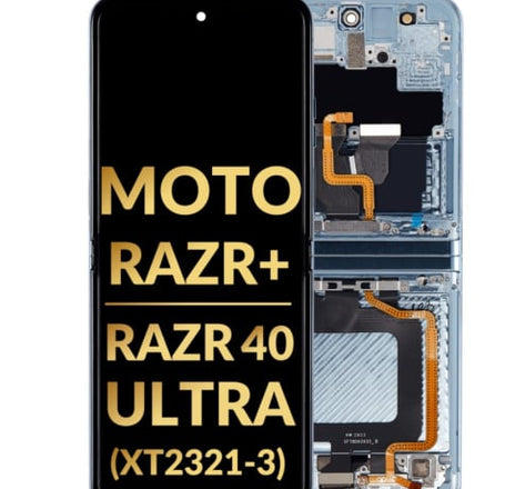 Main OLED Assembly with Frame for Motorola Moto Razr+ (XT2321-3 / 2023) (GLACIER BLUE) (Premium / Refurbished)