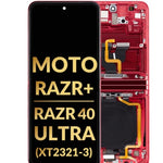 Main OLED Assembly with Frame for Motorola Moto Razr+ / Razr 40 Ultra (XT2321-3 / 2023) (VIVA MAGENTA) (Premium)