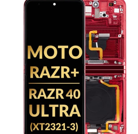 Main OLED Assembly with Frame for Motorola Moto Razr+ / Razr 40 Ultra (XT2321-3 / 2023) (VIVA MAGENTA) (Premium)