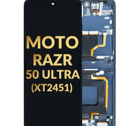 Main OLED Assembly with Frame for Motorola Moto Razr 50 Ultra (XT2451 / 2024) (BLACK) (Premium)