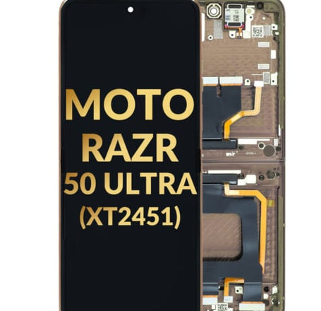 Main OLED Assembly with Frame for Motorola Moto Razr 50 Ultra (XT2451 / 2024) (GOLD) (Premium)