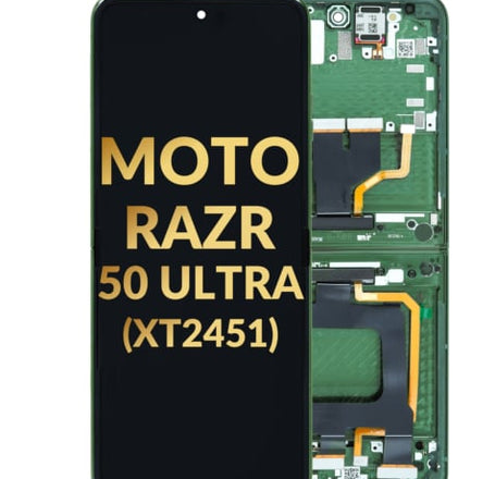 Main OLED Assembly with Frame for Motorola Moto Razr 50 Ultra (XT2451 / 2024) (GREEN) (Premium)