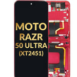 Main OLED Assembly with Frame for Motorola Moto Razr 50 Ultra (XT2451 / 2024) (RED) (Premium)