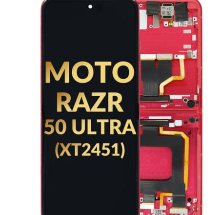 Main OLED Assembly with Frame for Motorola Moto Razr 50 Ultra (XT2451 / 2024) (RED) (Premium)