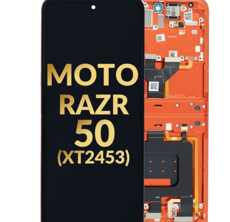 Main OLED Assembly with Frame for Motorola Moto Razr 50 (XT2453 / 2024) (ORANGE) (Premium)