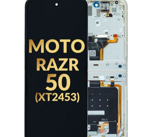 Main OLED Assembly with Frame for Motorola Moto Razr 50 (XT2453 / 2024) (WHITE) (Premium)