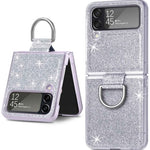 Galaxy Z Flip 4 Luxury Glitter w/Back Gring - WHITE (Only Ground Shipping)