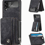 Galaxy Z Flip 3 Wallet Case w/Card Holder - BLACK (Only Ground Shipping)